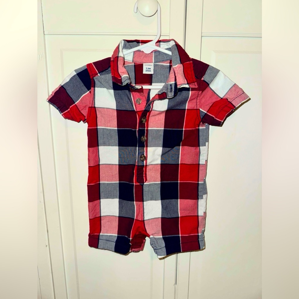Old Navy Red and Blue Plaid Romper